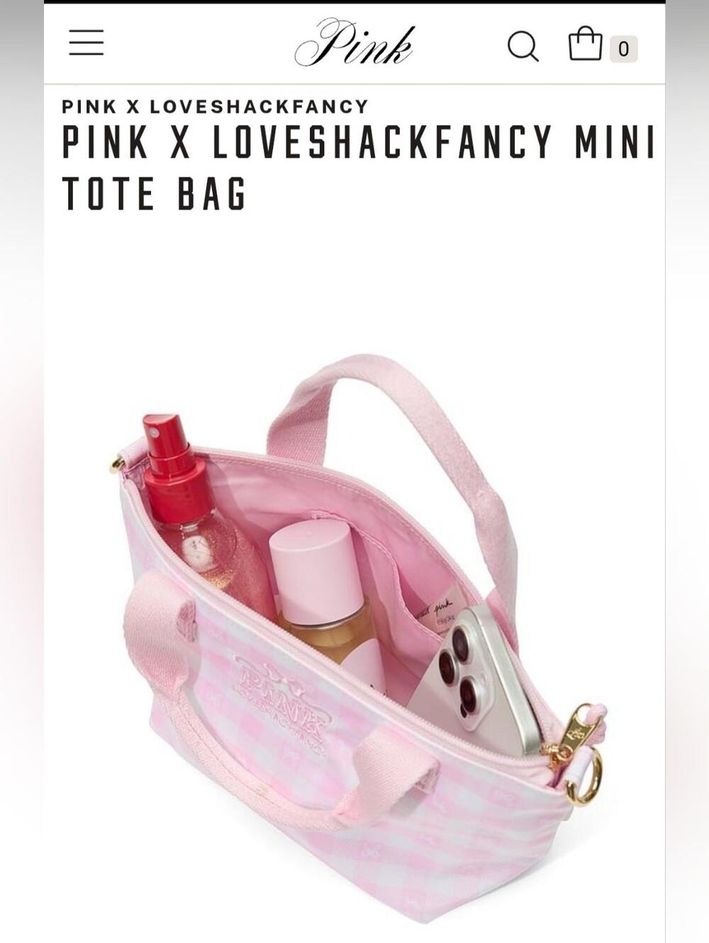 NWT VS PINK X LIVESHACKFANCY MINI TOTE BAG - Picture 4 of 10